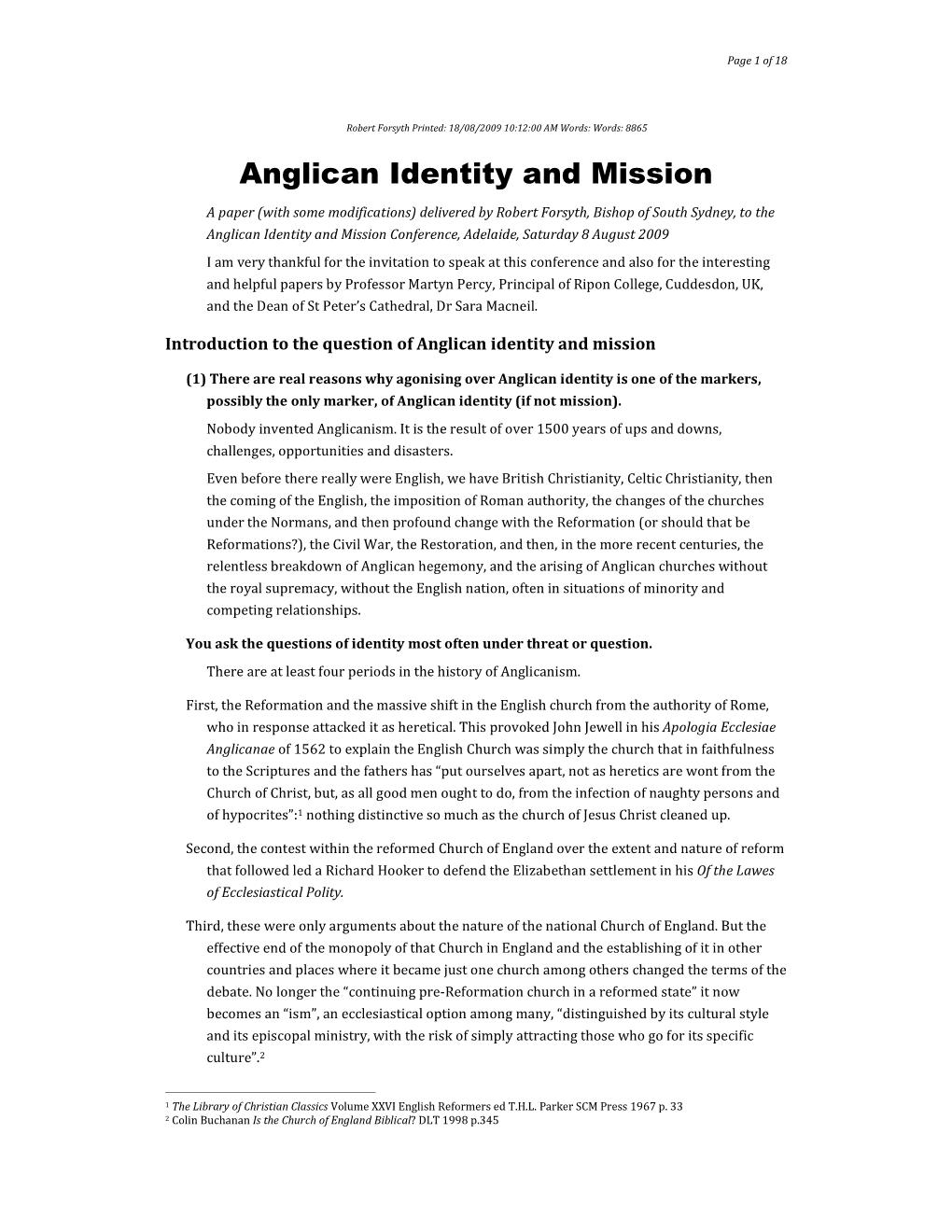 Anglican Identity and Mission