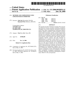 (12) Patent Application Publication (10) Pub. No.: US 2006/0018839 A1 Leni Et Al