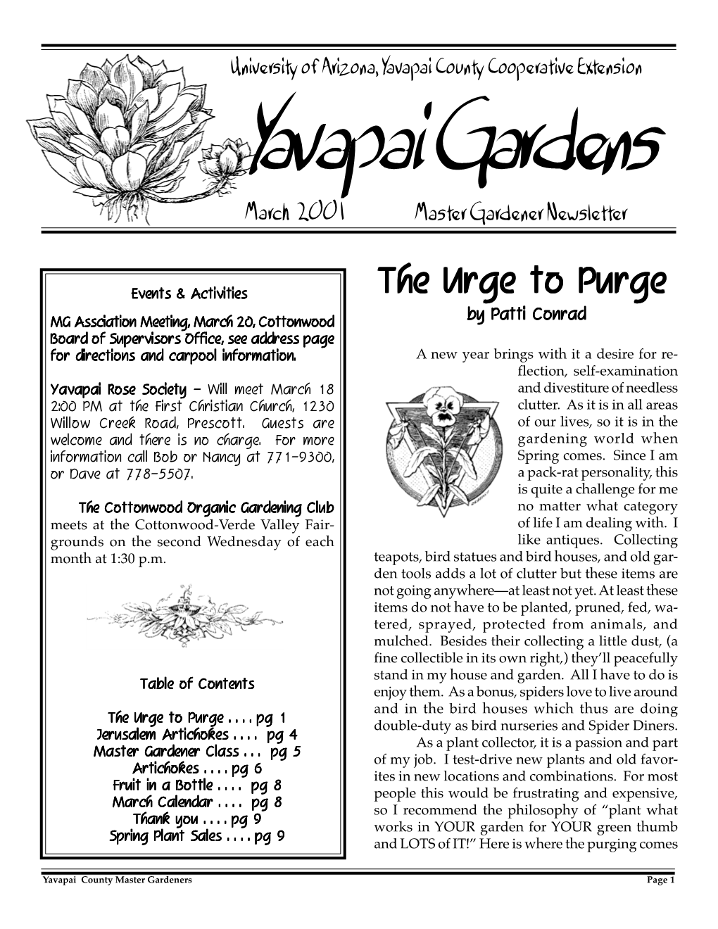 Yavapai Gardens March 200 1 Master Gardener Newsletter