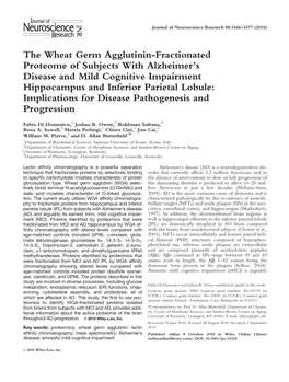 The Wheat Germ Agglutininfractionated Proteome of Subjects With