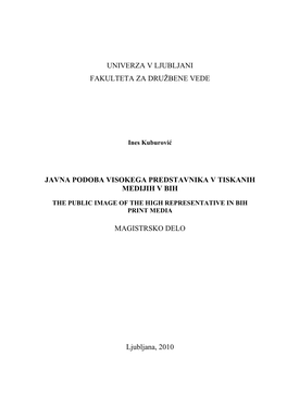 Javna Podoba Visokega Predstavnika V Tiskanih Medijih V Bih