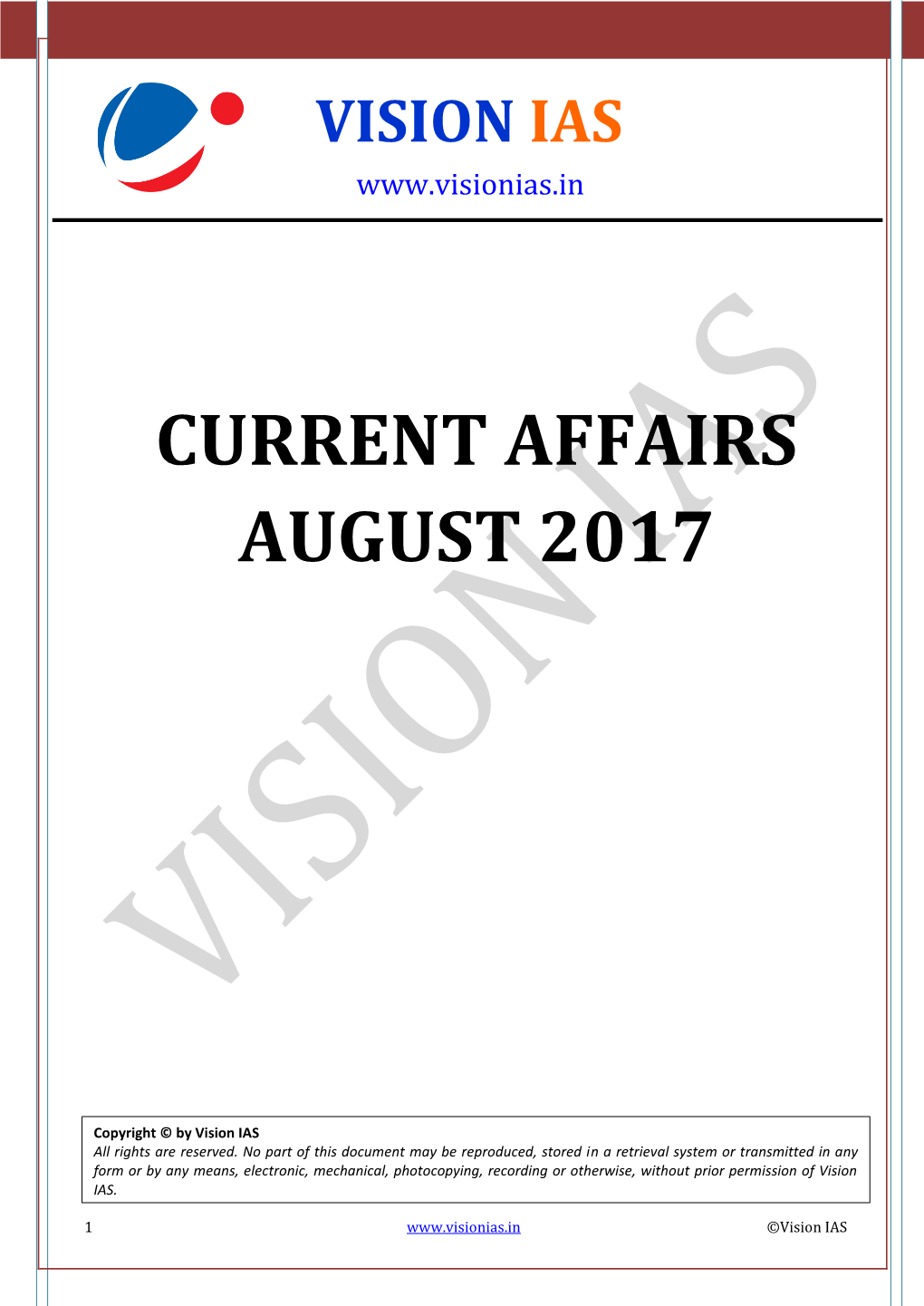 Current Affairs August 2017