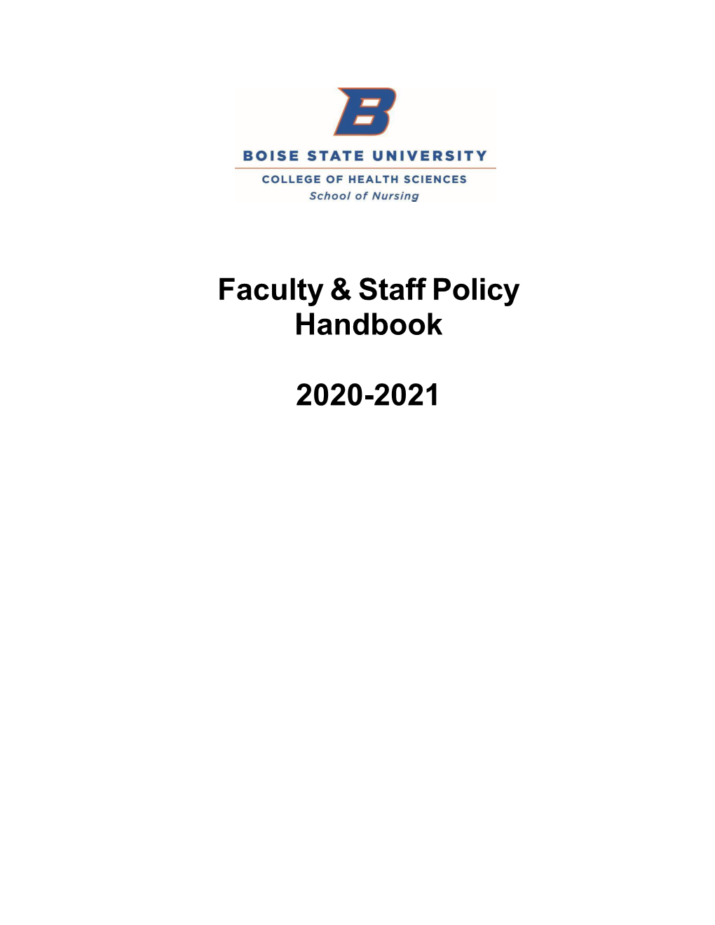 Faculty & Staff Policy Handbook 2020-2021