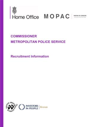 COMMISSIONER METROPOLITAN POLICE SERVICE Recruitment