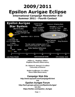 2009/2011 Epsilon Aurigae Eclipse International Campaign Newsletter #23 Summer 2011 - Fourth Contact