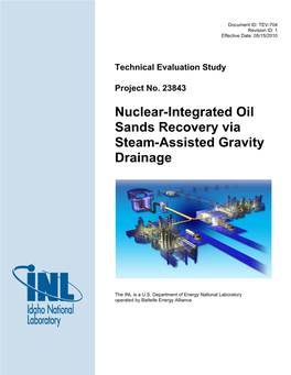 Nuclear-Integrated Oil Sands Recovery Via Steam-Assisted Gravity Drainage