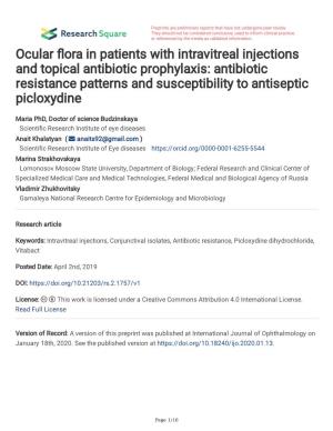 Antibiotic Resistance Patterns and Susceptibility to Antiseptic Picloxydine