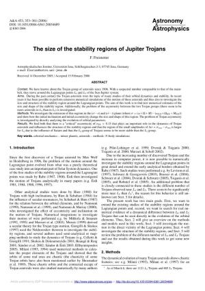 The Size of the Stability Regions of Jupiter Trojans