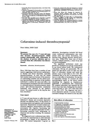 Cefuroxime-Induced Thrombocytopenia?