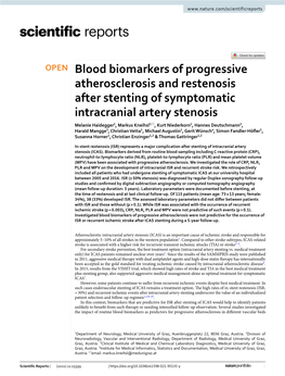 Blood Biomarkers of Progressive Atherosclerosis and Restenosis After