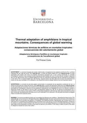 Thermal Adaptation of Amphibians in Tropical Mountains