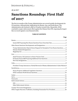 Sanctions Round Up