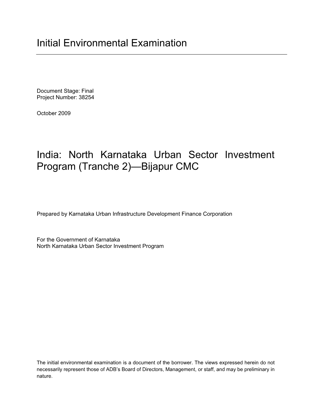 North Karnataka Urban Sector Investment Program (Tranche 2)—Bijapur CMC