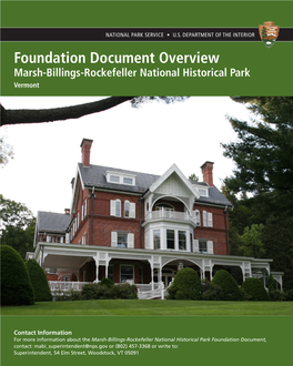Foundation Document Overview Marsh-Billings-Rockefeller National Historical Park Vermont