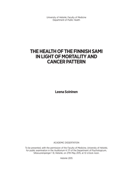 The Health of the Finnish Sami in Light of Mortality and Cancer Pattern