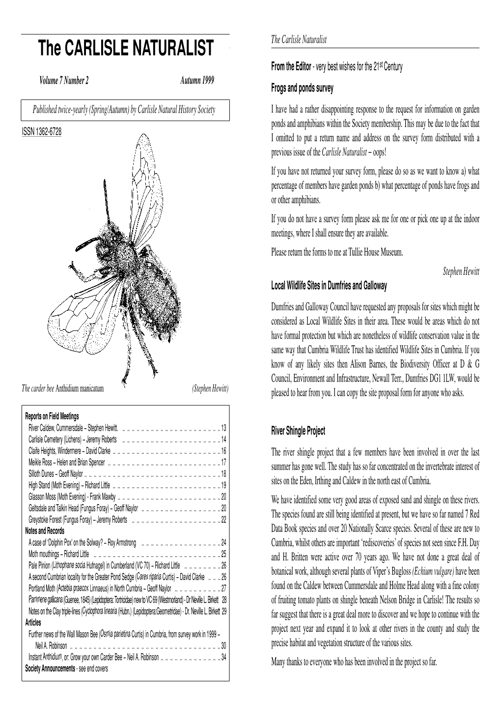 The CARLISLE NATURALIST