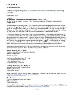 Suction Dredge Scoping Report-Appendix B-Press Release