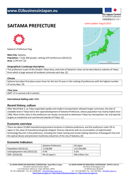 SAITAMA PREFECTURE Latest Update: August 2013