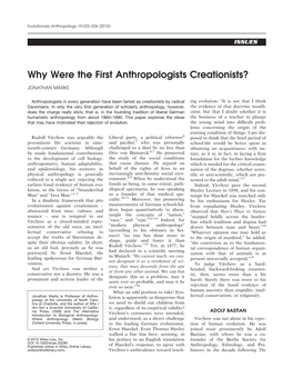 Why Were the First Anthropologists Creationists?