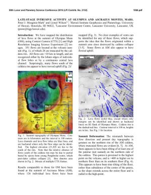 Late-Stage Intrusive Activity at Olympus and Ascraeus Montes, Mars