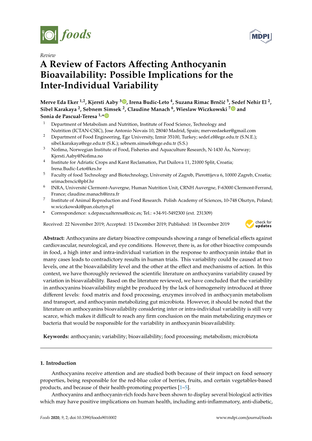 A Review of Factors Affecting Anthocyanin Bioavailability