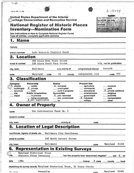 National Register of Historic Places Inventory—Nomination Form 1. Name