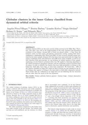 Globular Clusters in the Inner Galaxy Classified from Dynamical Orbital