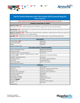 (OTC) Covered Drug List Effective 09/02/2015