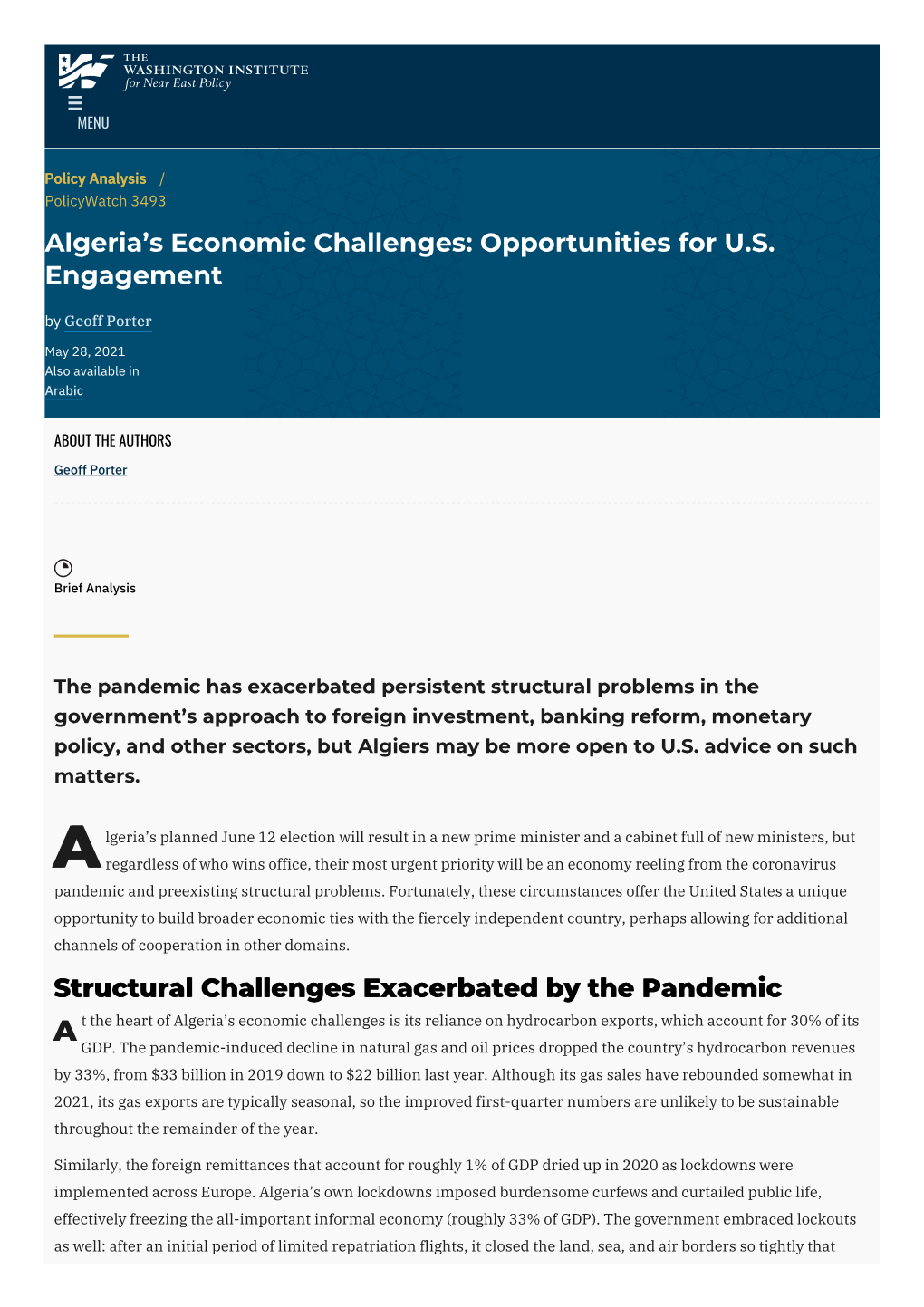 Algeria's Economic Challenges