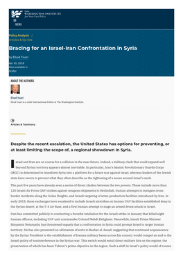 Bracing for an Israel-Iran Confrontation in Syria | The