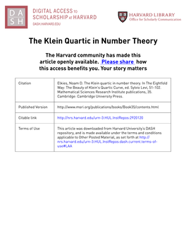 The Klein Quartic in Number Theory