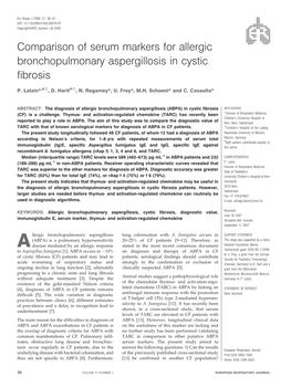 Comparison of Serum Markers for Allergic Bronchopulmonary Aspergillosis in Cystic Fibrosis