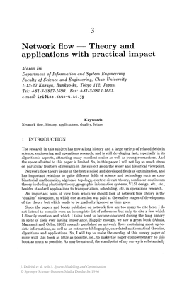 Network Flow - Theory and Applications with Practical Impact