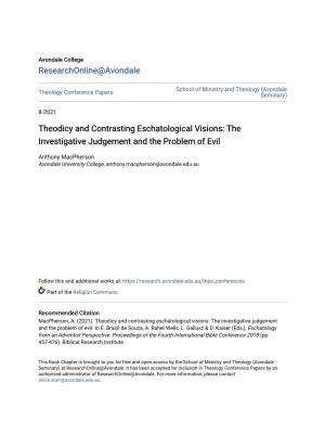 Theodicy and Contrasting Eschatological Visions: the Investigative Judgement and the Problem of Evil