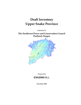 Draft Inventory Upper Snake Province