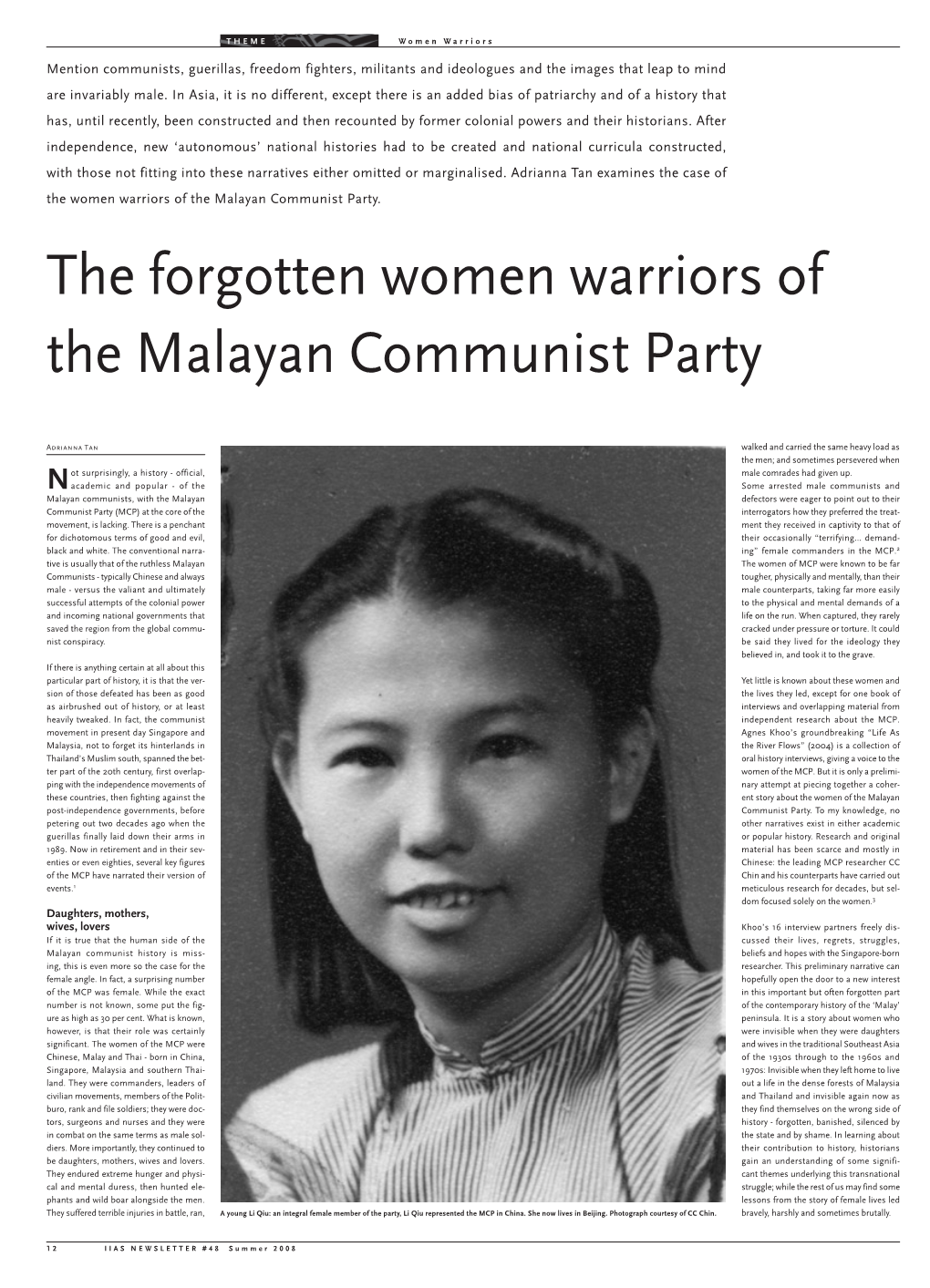 The Forgotten Women Warriors of the Malayan Communist Party