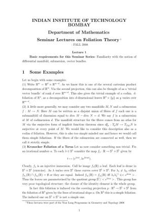 Lecture Notes on Foliation Theory