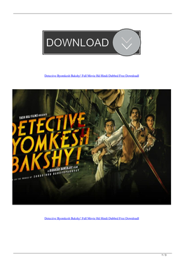 Detective Byomkesh Bakshy Full Movie Hd Hindi Dubbed Free Downloadl