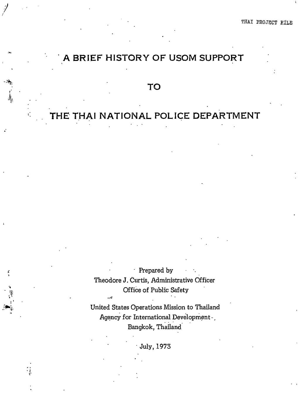 'A Brief History of Usom Support to the Thai National Police Department