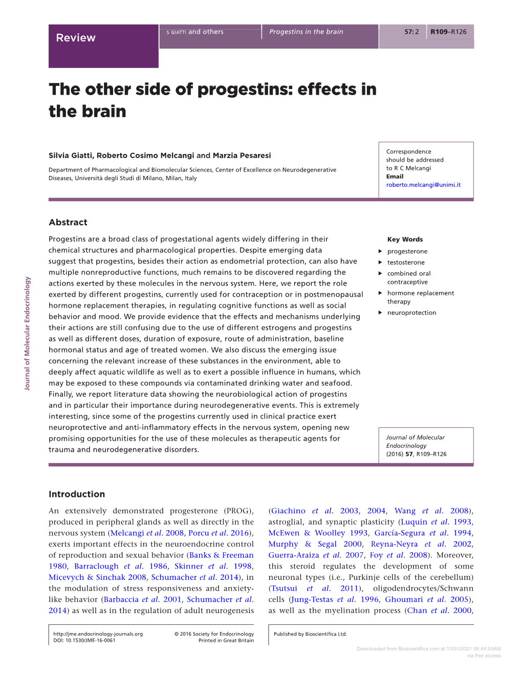 Downloaded from Bioscientifica.Com at 10/01/2021 06:44:53AM Via Free Access