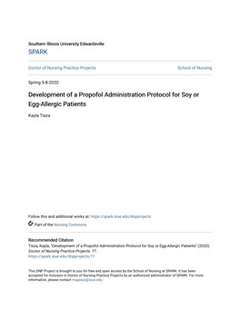 Development of a Propofol Administration Protocol for Soy Or Egg-Allergic Patients