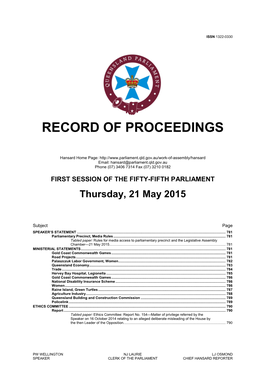 Record of Proceedings