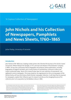 Essay by Julian Pooley; University of Leicester, John Nichols and His