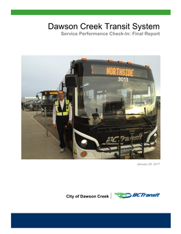 Dawson Creek Transit System Service Performance Check-In: Final Report