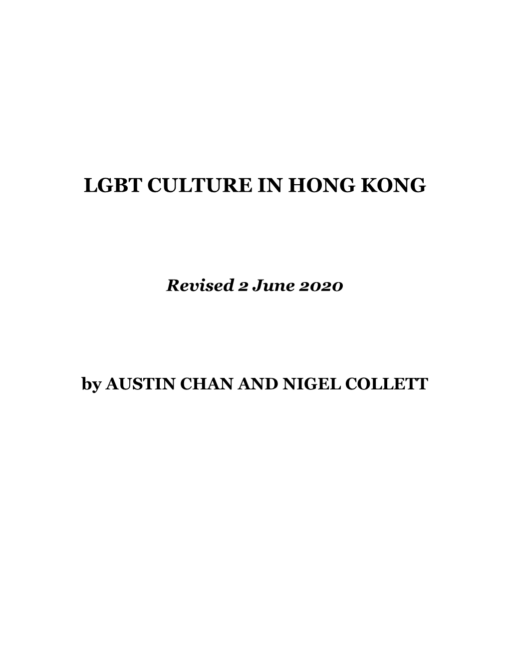 Lgbt Culture in Hong Kong