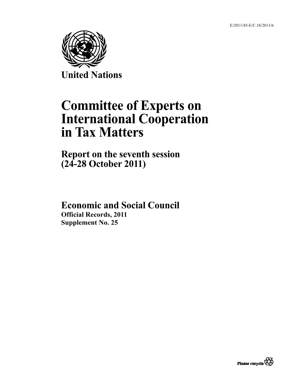 Committee of Experts on International Cooperation in Tax Matters