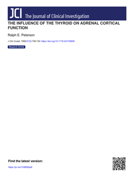 The Influence of the Thyroid on Adrenal Cortical Function