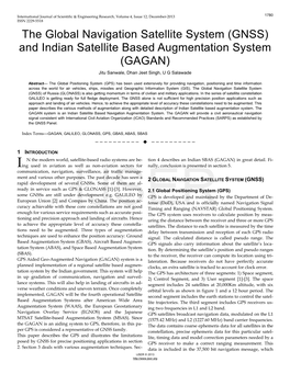 The Global Navigation Satellite System (GNSS) and Indian Satellite Based Augmentation System (GAGAN) Jitu Sanwale, Dhan Jeet Singh, U G Salawade