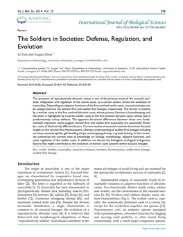 The Soldiers in Societies: Defense, Regulation, and Evolution Li Tian and Xuguo Zhou
