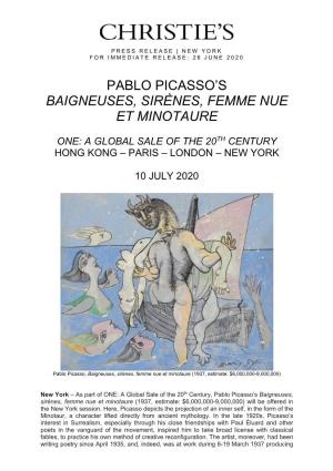 Pablo Picasso's Baigneuses, Sirènes, Femme Nue Et